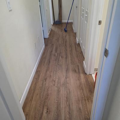 Hallway with new wood-look floors