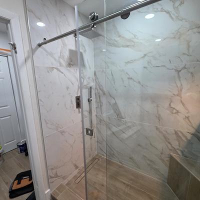Glass shower and tile finish work
