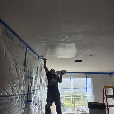 Ceiling repair and repaint in progress